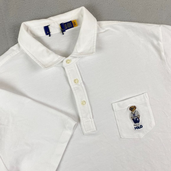Polo Ralph Lauren Other - Ralph Lauren Polo Bear Mesh Shirt Men 2XL XXL solid white pocket embroidered